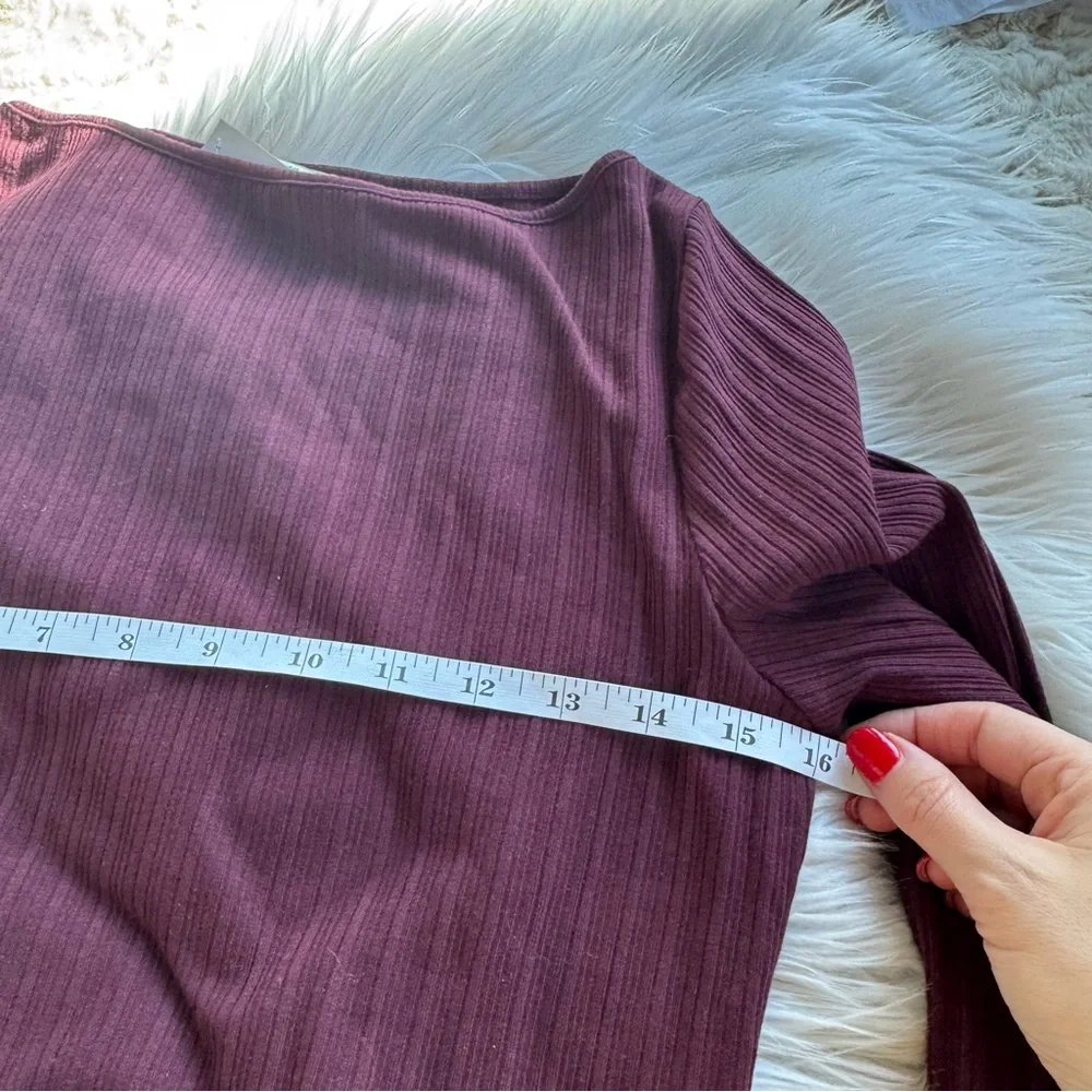 NWT Madewell Ribbed Long-Sleeve Boatneck Top in Burgundy - Picture 10 of 12